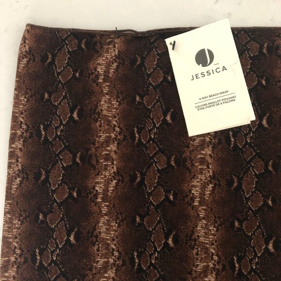 Jessica 6 Way Snake Skin Print Beach Wrap Brown Blk Cream Size OS no fab tag - Picture 6 of 6